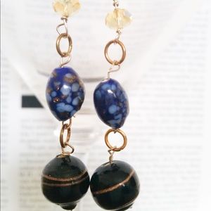 Blue, black & Gold Swarovski Crystal earrings